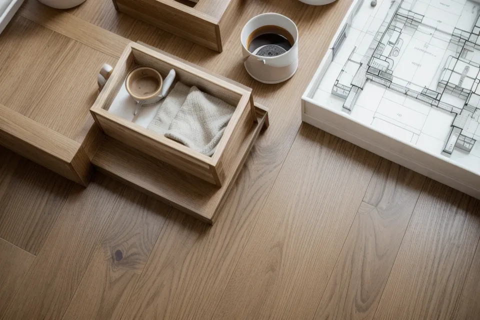 Plan au sol d'un appartement T4 avec des notes de rénovation