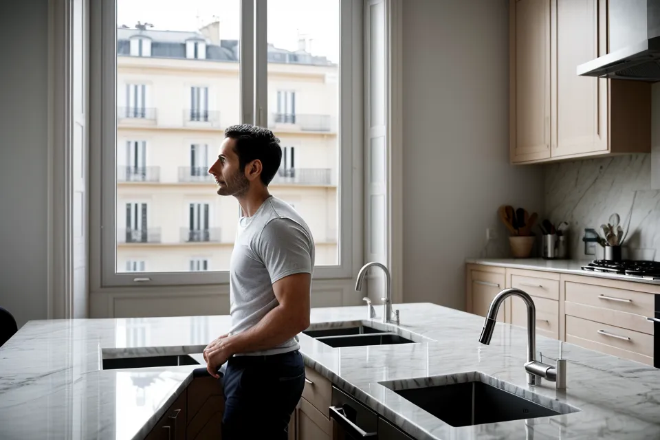 Visite d'un studio pour un premier investissement locatif, clé en main devant la porte