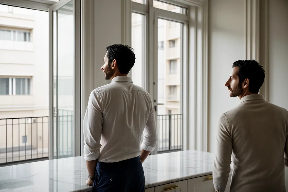 Mains d'un artisan avec un café et des plans sur un chantier