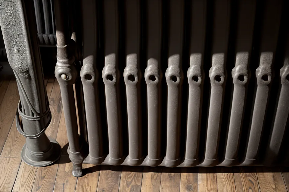 Un certificat de diagnostic de performance énergétique posé sur un parquet ancien à côté d'un radiateur.