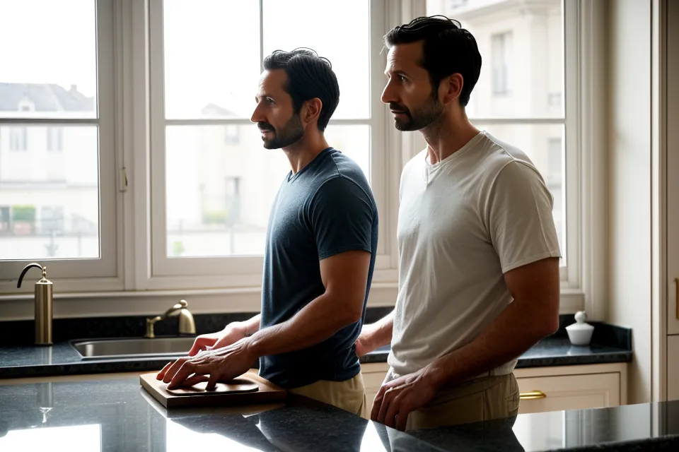 Fiche de paie d'enseignant et brochure immobilière sur une table en bois.
