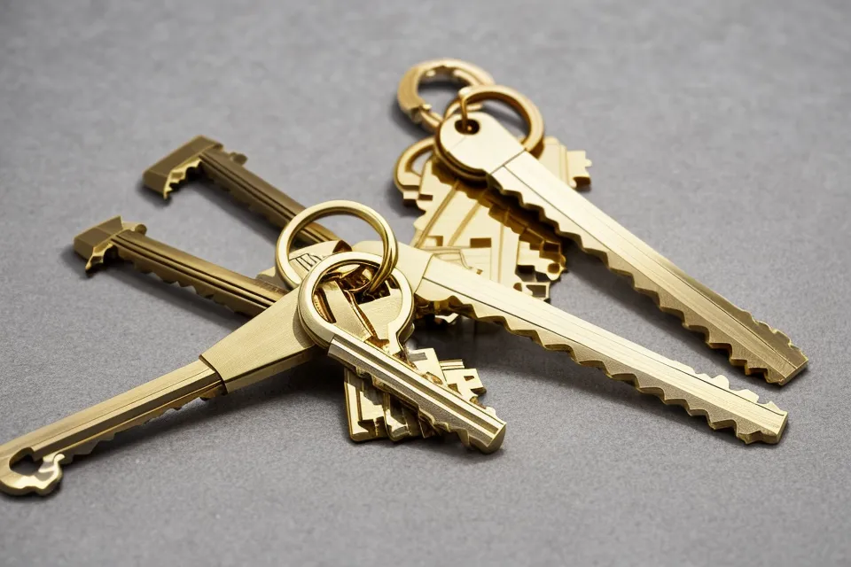 Clés d'appartement posées sur des documents de formation en investissement